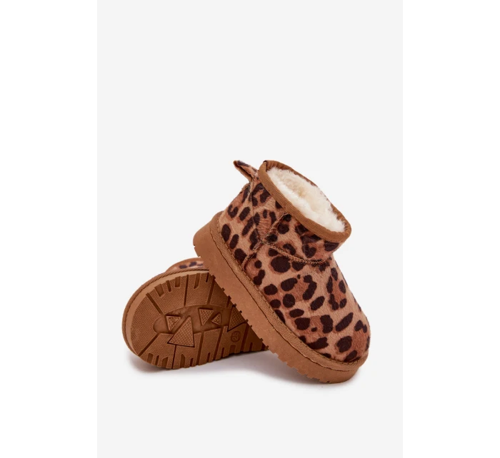 Dětské a juniorské zateplené sněhule s kožíškem Mireya – panterka/bronzové