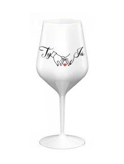 TY A JÁ (svatba) - bílá nerozbitná sklenice na víno 470 ml