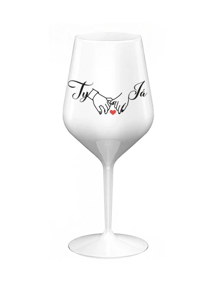 TY A JÁ (svatba) - bílá nerozbitná sklenice na víno 470 ml TY A JÁ (svatba) - bílá nerozbitná sklenice na víno 470 ml