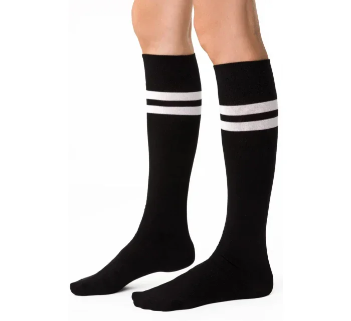 Dámské podkolenky s pruhy 072 černé - Steven Dámské podkolenky s pruhy 072 černé - Steven