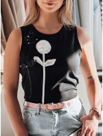 PETITO černá FashionStreet RY2731 dámské květované tričko bez ramínek