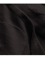 Tmavě hnědý dlouhý vlněný přehoz přes oblečení typu alpaka s kapucí model 19137290 - MADE IN ITALY