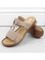 Pohodlné žabky Rieker W RKR681 beige Pohodlné žabky Rieker W RKR681 beige