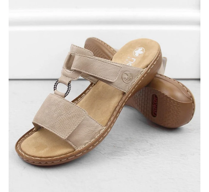Pohodlné žabky Rieker W RKR681 beige Pohodlné žabky Rieker W RKR681 beige