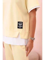 Dámská máslová souprava s krátkým rukávem a kalhotami žlutý Dámská máslová souprava s krátkým rukávem a kalhotami žlutý