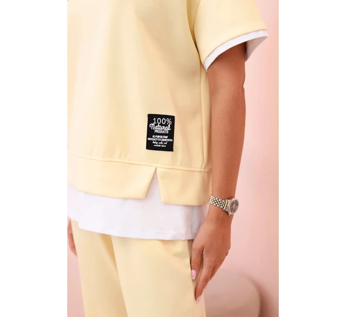 Dámská máslová souprava s krátkým rukávem a kalhotami žlutý Dámská máslová souprava s krátkým rukávem a kalhotami žlutý