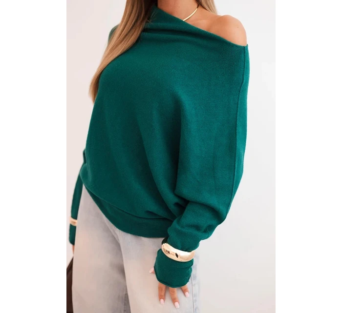 Dámský svetr viskózový asymetrický netopýří světle mořský