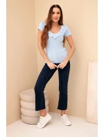 Dámská bavlněná blůza s dlouhým rukávem a lodičkovým výstřihem musztardová