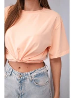 Dámská bavlněná basic halenka s krátkým rukávem lososová Dámská bavlněná basic halenka s krátkým rukávem lososová