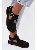 Dámské sandály z přírodního semiše Big Star model 22178980 Černé - Big Star Shoes Dámské sandály z přírodního semiše Big Star model 22178980 Černé - Big Star Shoes