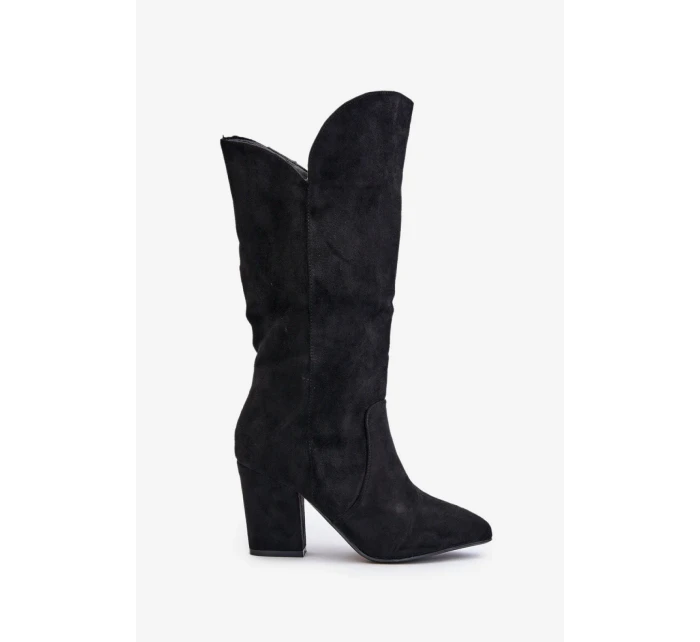 Dámské kozačky na podpatku MP401-1 Černá - Step in style