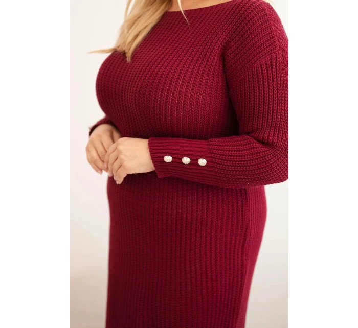 Dámské šaty Plus Size s bordó model 21393350 - K-Fashion