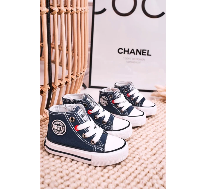 Dětské Tenisky Vysoké Se Zipem BIG STAR model 21545337 Tmavě Modré - Big Star Shoes Dětské Tenisky Vysoké Se Zipem BIG STAR model 21545337 Tmavě Modré - Big Star Shoes