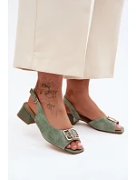 Elegantní sandály z přírodního semiše na podpatku D&A CE61-3127 Zelené