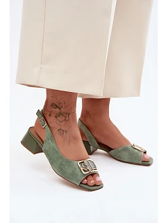Elegantní sandály z přírodního semiše na podpatku D&A CE61-3127 Zelené