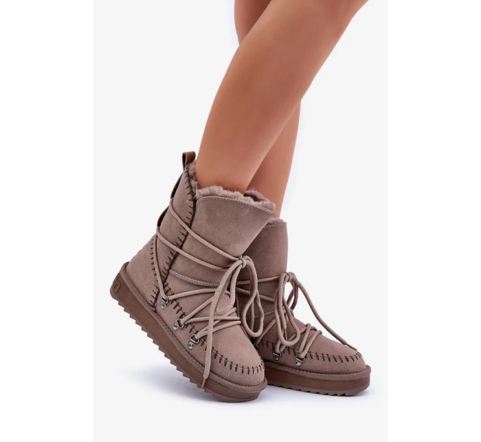 Dámské sněhule z přírodní semiše D.Franklin DFSH375004 Taupe