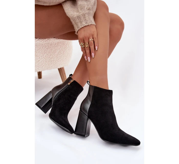 Dámské zateplené botky na sloupku – černé Maloria Dámské zateplené botky na sloupku – černé Maloria