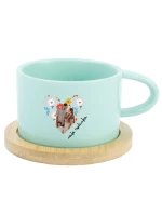 Personalizovaný keramický hrníček Makronka s výřezem fotky na podkladu