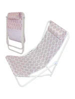 SKLÁDACÍ PLÁŽOVÉ LEHÁTKO S OPĚRKOU HLAVY MODRÉ A ORANŽOVÉ