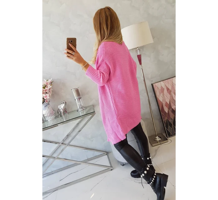 Svetr s netopýřími rukávy světle růžový