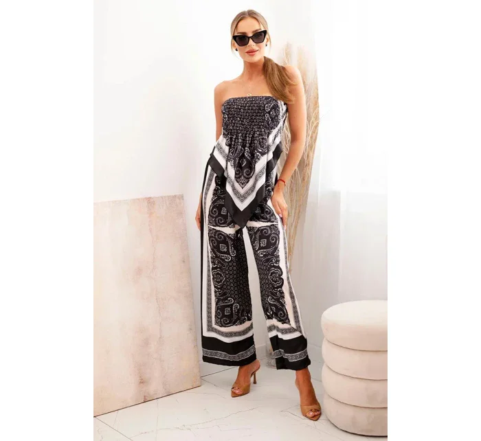 Dámský komplet s širokými nohavicemi a topem černý Dámský komplet s širokými nohavicemi a topem černý