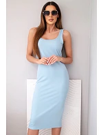 Dámské viskózové žebrované šaty na ramínkách modrá Dámské viskózové žebrované šaty na ramínkách modrá