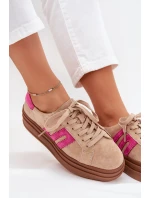 Dámské tenisky na platformě z přírodní semiš béžovo-růžové Eldira Dámské tenisky na platformě z přírodní semiš béžovo-růžové Eldira