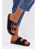 Dámské pantofle s přezkami Černé model 21943297 - Boto