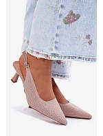 Materiálové sandály na podpatku Špinavě růžové Delessa