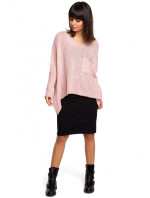 BK018 Lehký svetr nadměrné velikosti - růžový