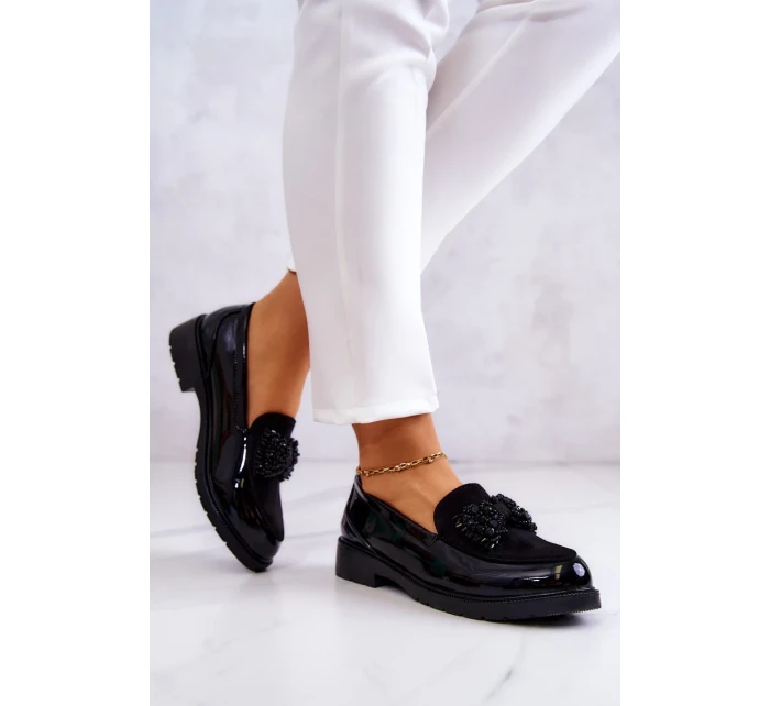 Elegantní lakované mokasíny Mokasíny černé Belize Elegantní lakované mokasíny Mokasíny černé Belize