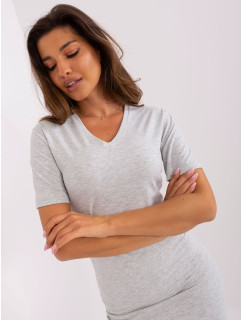 Světle šedé dámské basic bavlněné tričko