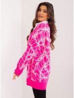 Fluo růžový oversize svetr se zapínáním na knoflíky