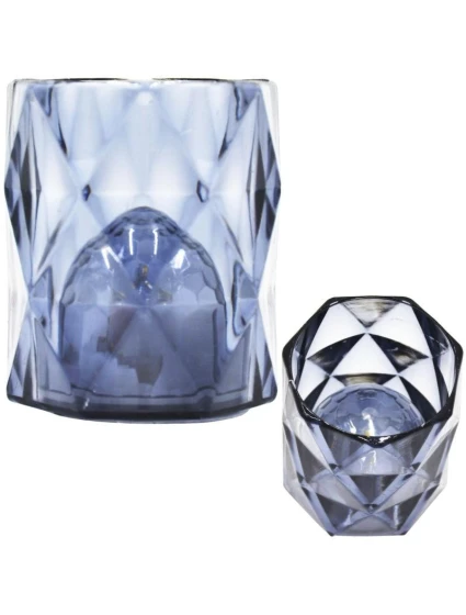 MINI LAMPA DEKORACYJNA 6 CM SZARA CIEPŁY BIAŁY 1 LED