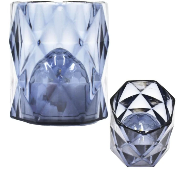 MINI LAMPA DEKORACYJNA 6 CM SZARA CIEPŁY BIAŁY 1 LED