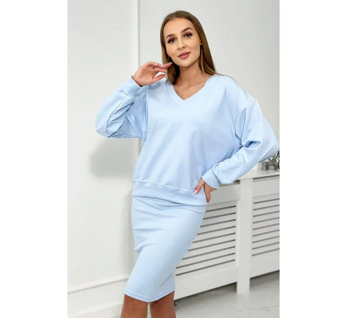 Halenka + pruhované šaty modré