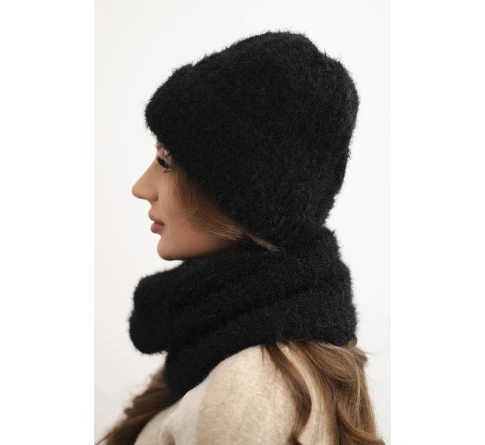 Dámská souprava čepice a šály zimní s ozdobným černá model 21461114 - K-Fashion