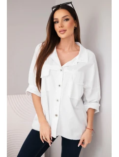 Dámská bavlněná košile s kapsami bílá