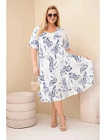 Dámské viskózové šaty Plus Size s krátkým rukávem a model 22043110 vzorem bílé - K-Fashion