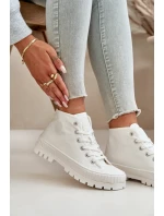 Dámské Tenisky S Kotníkovou Šněrovací Big Star OO274009 Bílé Dámské Tenisky S Kotníkovou Šněrovací Big Star OO274009 Bílé