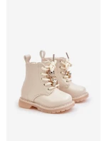 Zateplené dětské boty s medvídkem na zip béžové model 21678623 - Boto Zateplené dětské boty s medvídkem na zip béžové model 21678623 - Boto