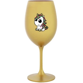 DUHOVÝ JEDNOROŽEC - zlatý pohár na víno 350 ml DUHOVÝ JEDNOROŽEC - zlatý pohár na víno 350 ml