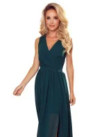 Dlouhé dámské šaty v lahvově zelené   model 20648437 - numoco