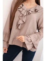 Dámská blůza z viskózy s volány a dlouhým rukávem fango Dámská blůza z viskózy s volány a dlouhým rukávem fango