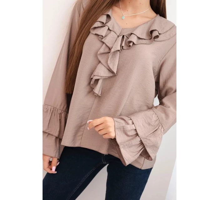 Dámská blůza z viskózy s volány a dlouhým rukávem fango Dámská blůza z viskózy s volány a dlouhým rukávem fango