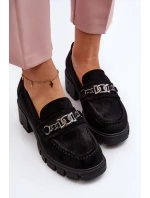 Mokasíny na masivním podpatku černé model 21648089 - VINCEZA