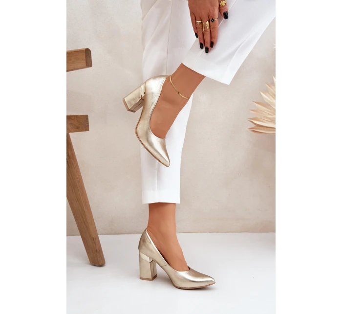 Kožené lodičky Lewski model 21682413 zlato - Boto