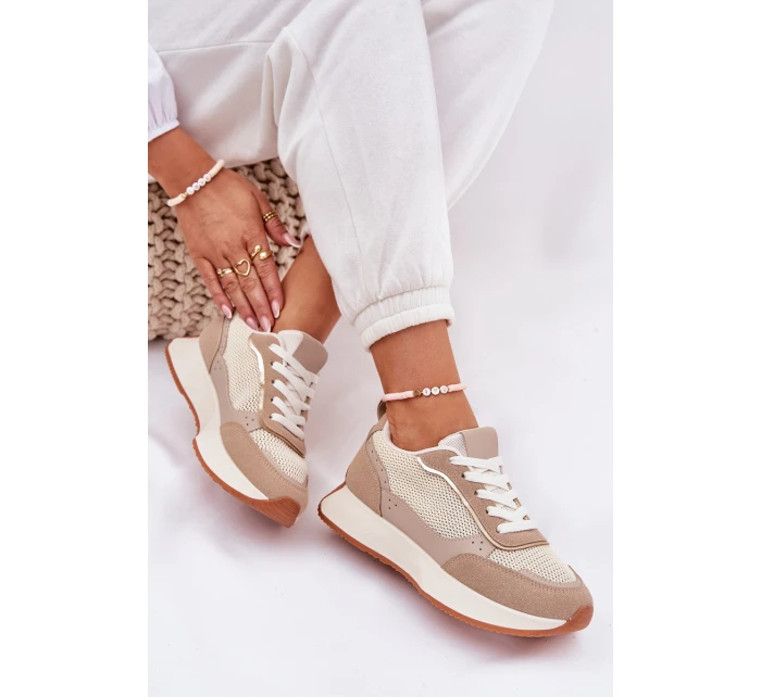 Dámské Sportovní Boty S Síťovinou Na Platformě Khaki Poova Dámské Sportovní Boty S Síťovinou Na Platformě Khaki Poova