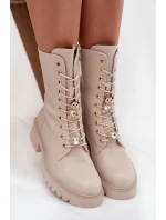 Dámské workery s přezkami Medvídek Srdce Béžové model 21744660 - Boto