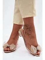 Průhledné Sandály s Krystaly a Síťovanou Mašlí D&A MR61-9004 Zlaté